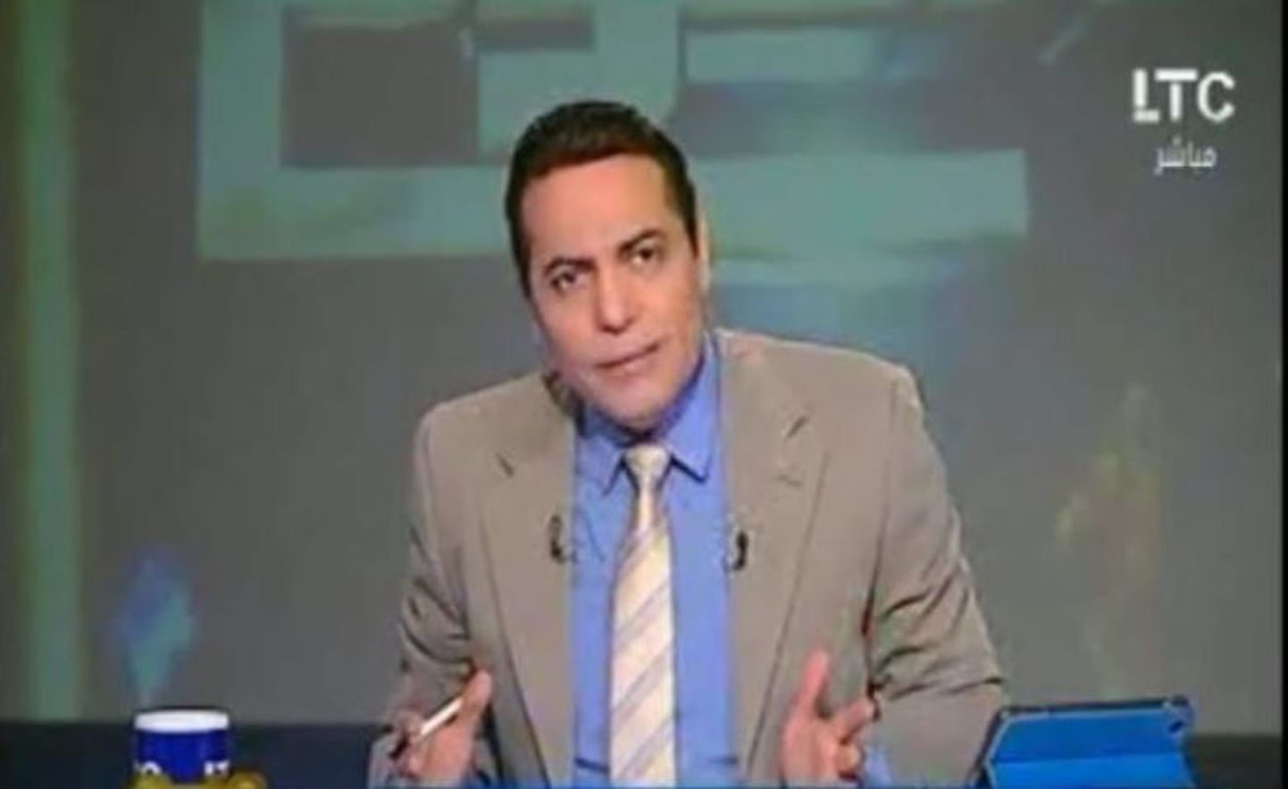 Egiptuse saatejuht Mohamed al-Ghiety oma telekanali LTC TV eetris.