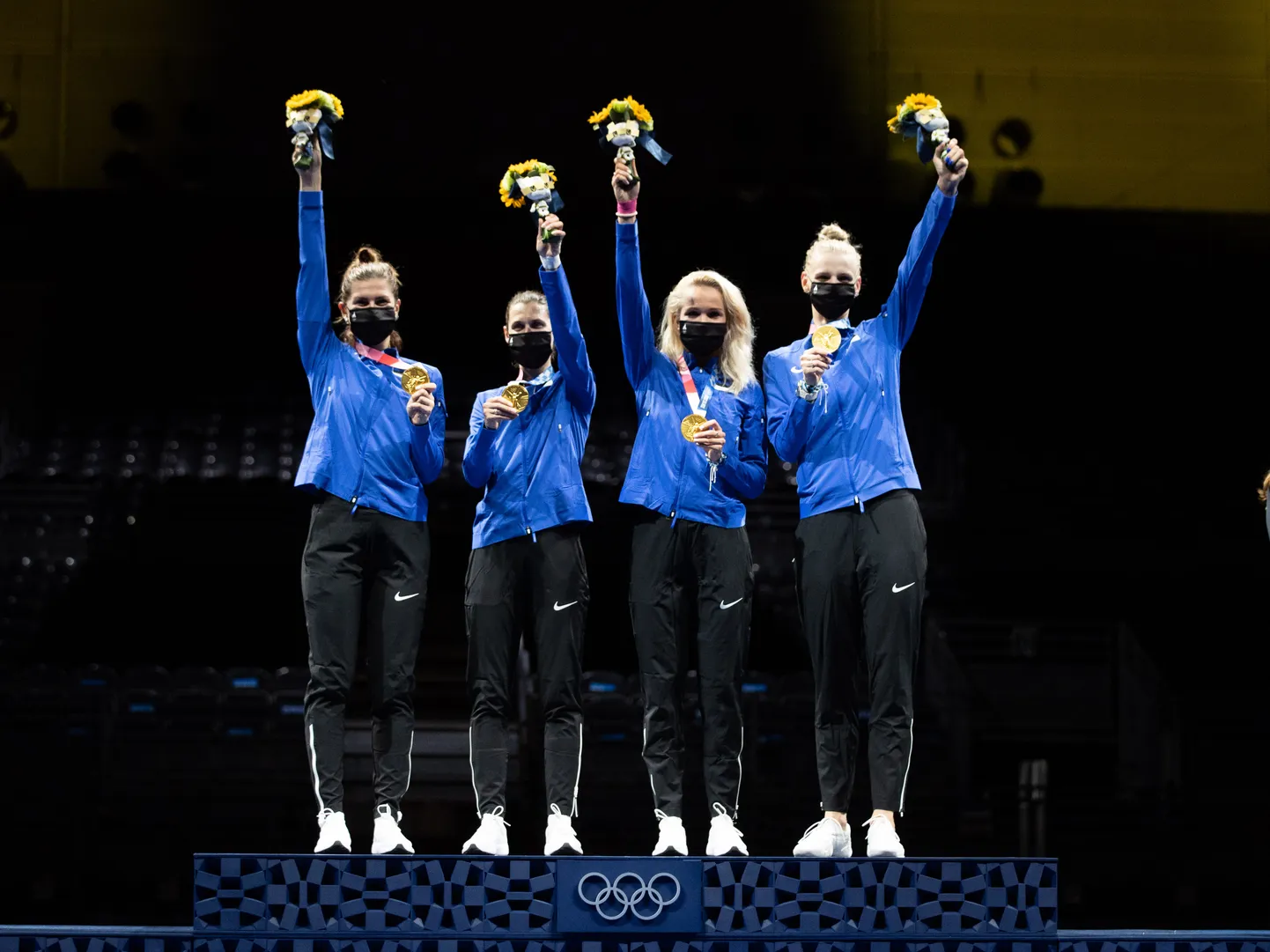 Eesti sai Tokyost juurde neli olümpiavõitjat. Pildil vasakult paremale Julia Beljajeva, Irina Embrich, Erika Kirpu ja Katrina Lehis.