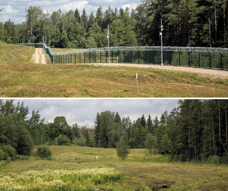 Eesti riik on juba mitu aastat idapiiri võsast puhastanud ja tara läheb üha pikemaks. Pildil on sama koht sel suvel (ülal) ja viis aastat tagasi (all).