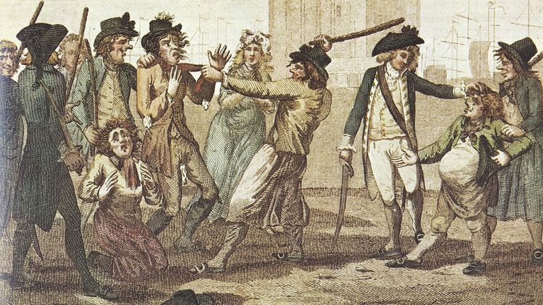 "Принудительная вербовка", карикатура 1780 года. в общем, все понятно и без объяснений
