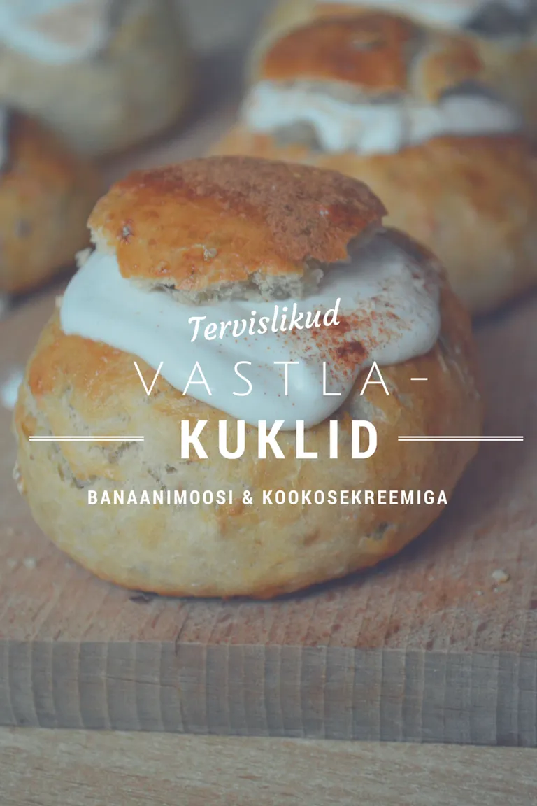 Vastlakuklid banaanimoosi ja kookosekreemiga. Foto: