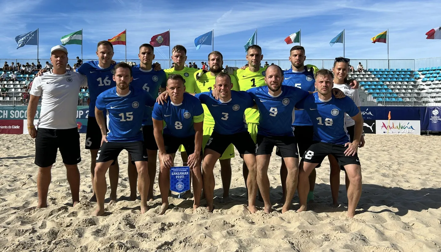 Eesti rannajalgpallikoondise koosseis kohtumises Saksamaaga.