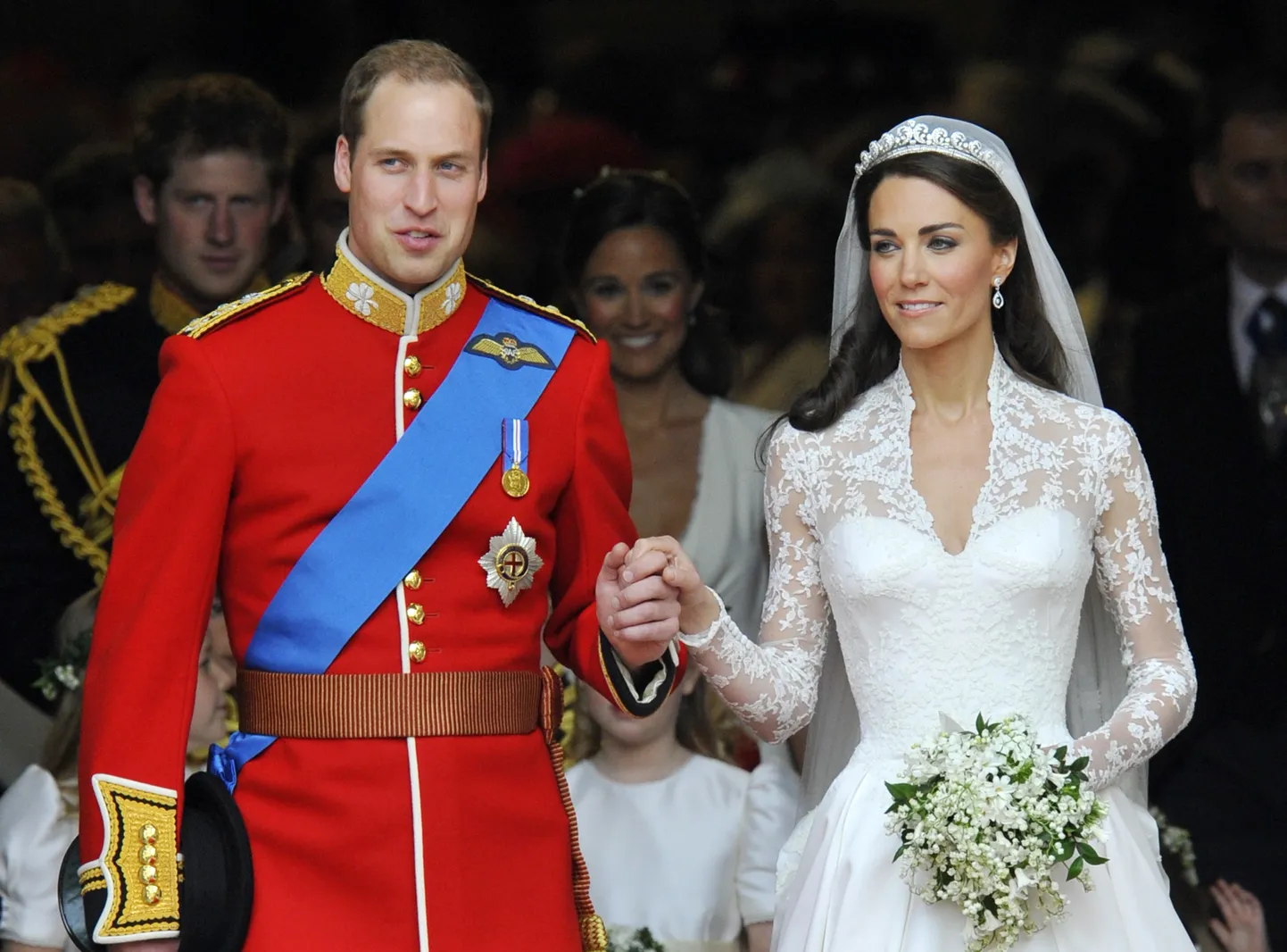 Cambridge'i hertsog prints William ja Cambridge'i hertsoginna printsess Catherine pulmapäeval, 29. aprillil 2011. aastal.