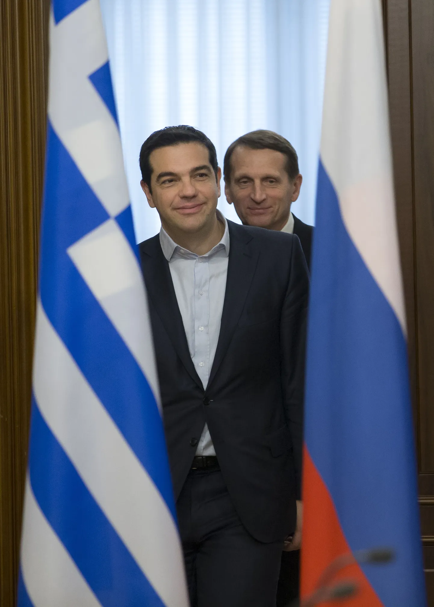 Kreeka peaminister Alexis Tsipras esiplaanil