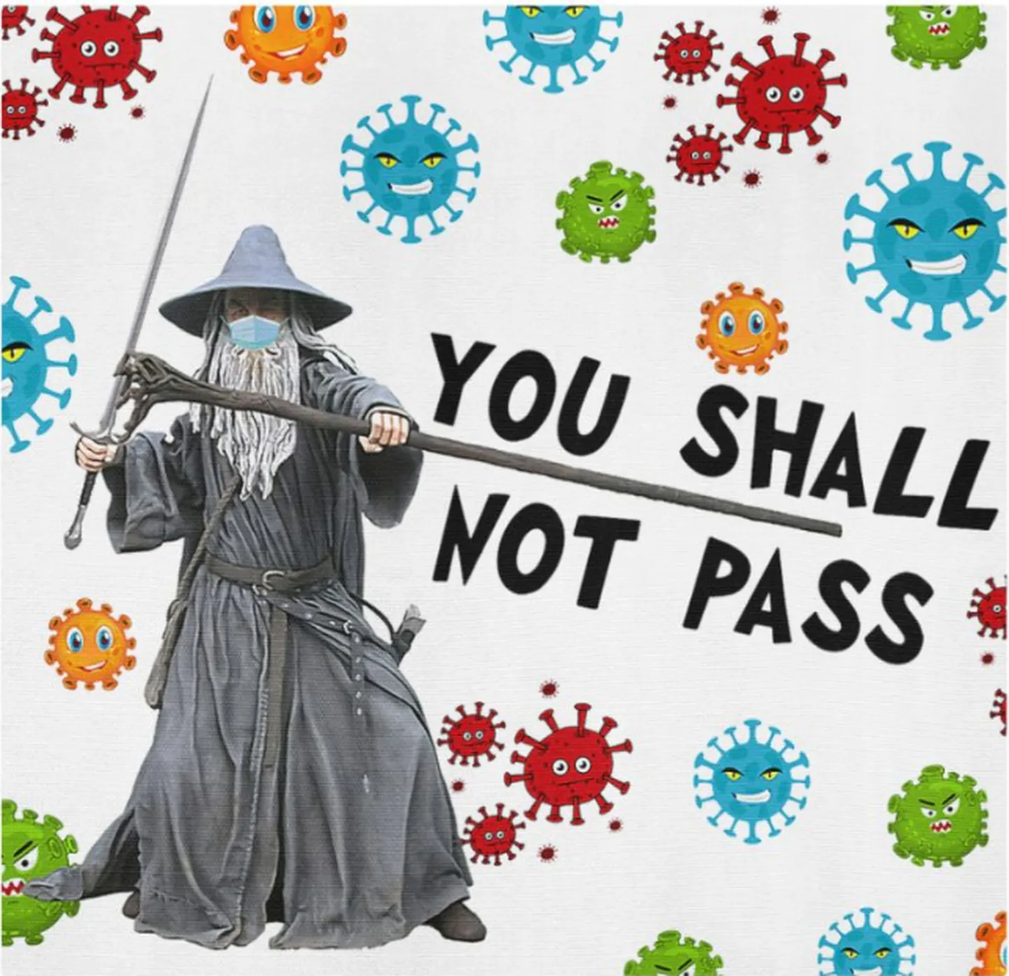 Kirurgilist maski kandev Gandalf hoiab tagasi viirustekitajaid.