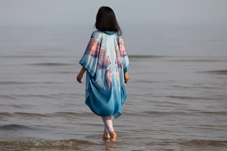 NAKED SPIRIT Silk Kimono blue