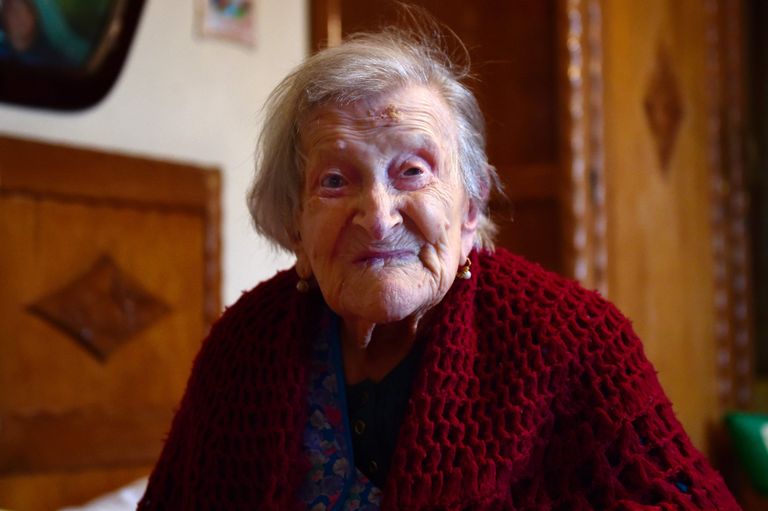 Emma Morano mullu, oma 116. sünnipäeval/AFP.