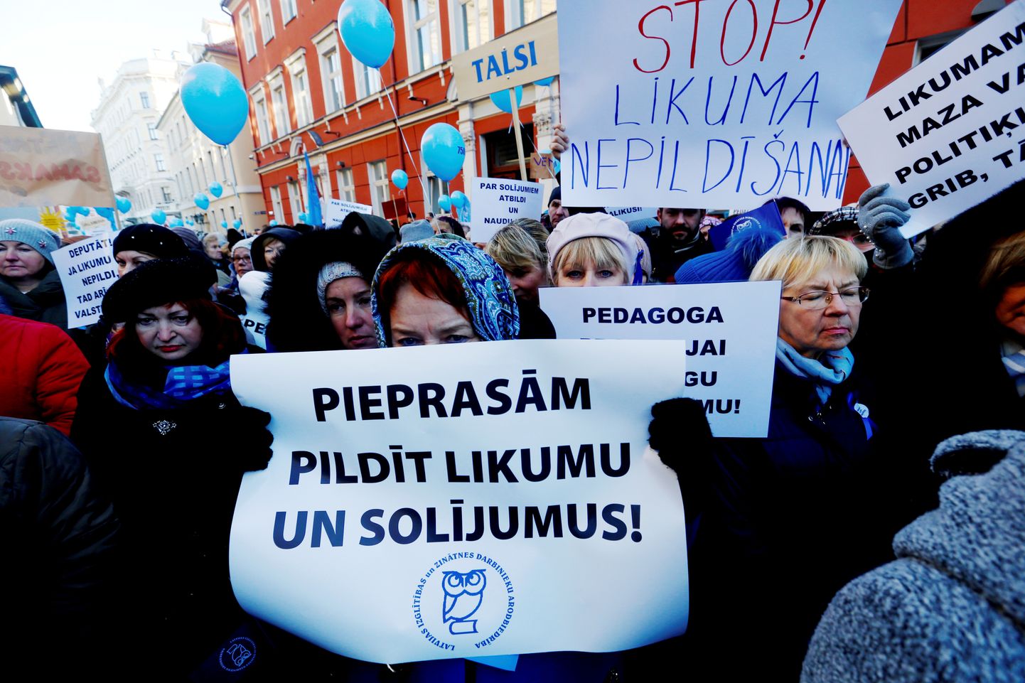 Läti õpetajate meeleavaldus Riias 2019. aasta märtsis.