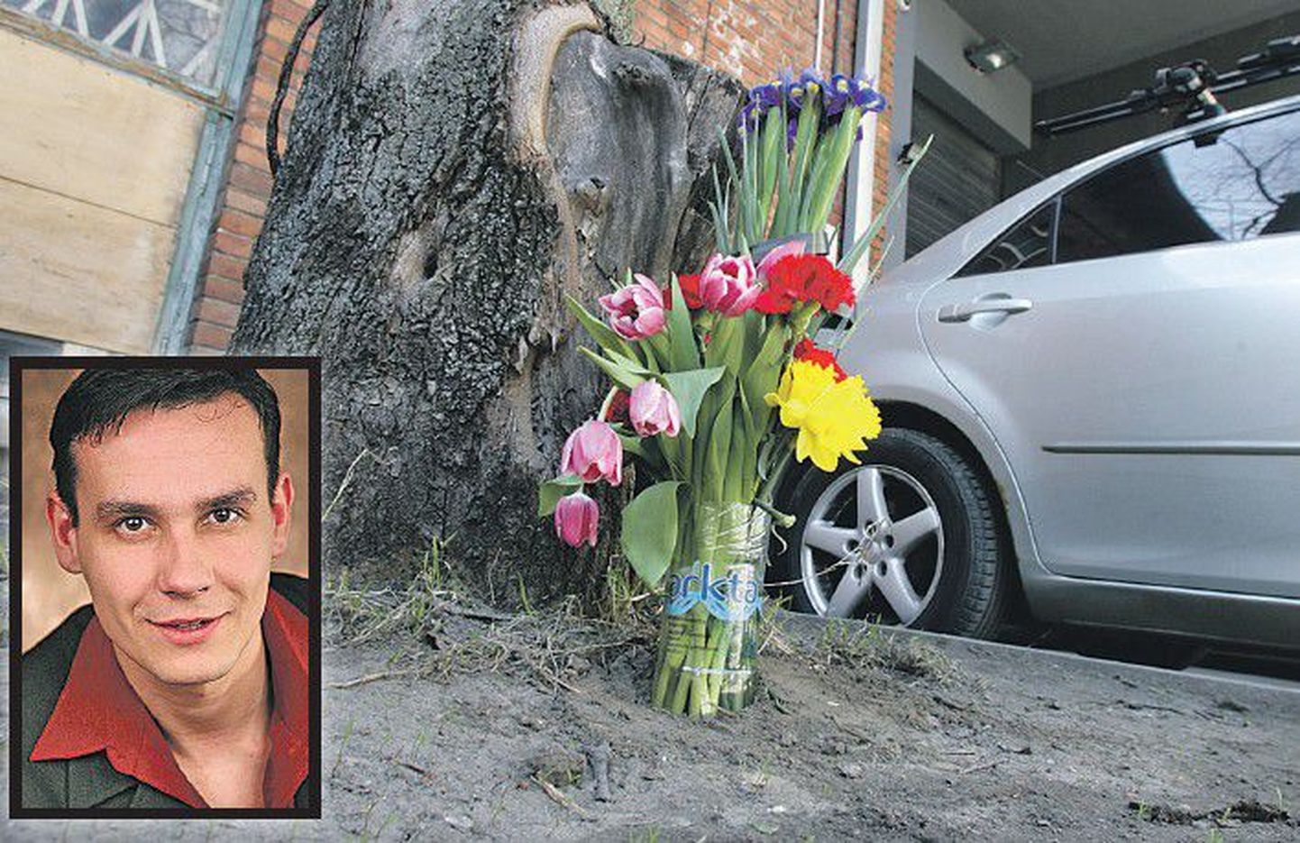 К месту гибели актера Русского театра Андрея Зубкова вчера принесли цветы.