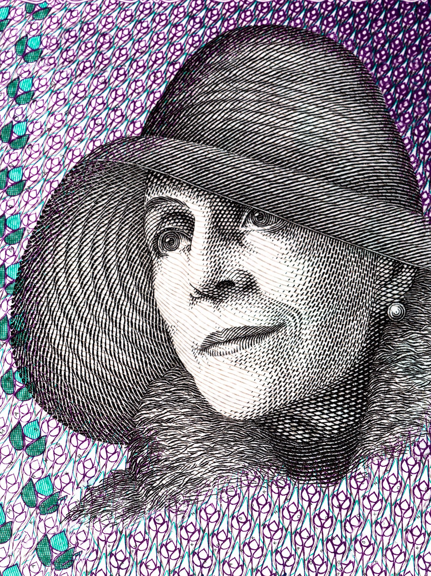 Karen Blixeni portree rahatähel.
