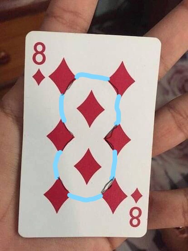 Mängukaardil ruutu kaheksa on näha kujundite vahel numbrit 8