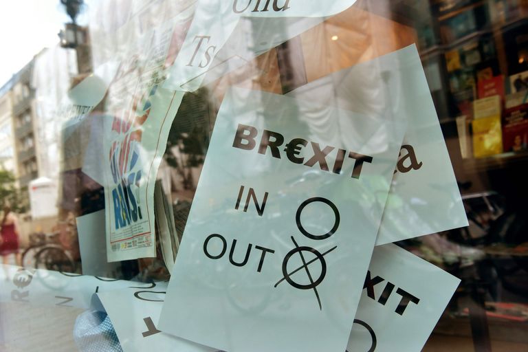 Suurbritannia lahkumist Euroopa Liidust toetav plakat. Foto: John MACDOUGALL / JOHN MACDOUGALL/AFP/Scanpix