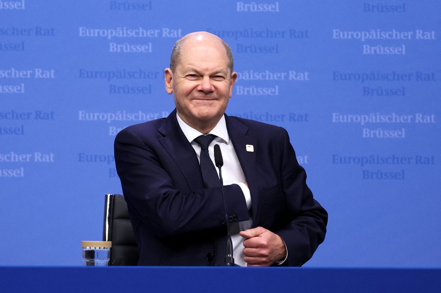 Saksamaa kantsler Olaf Scholz 22. märtsil 2024 Belgias Brüsselis Euroopa Liidu liidrite tippkohtumise pressikonverentsil
