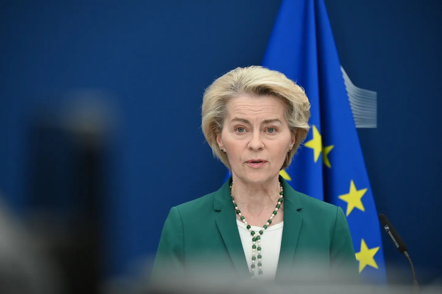 Ursula von der Leyen pressikonverentsil Euroopa Komisjoni peakorteris. Brüssel, Belgia, 07.04.2025.