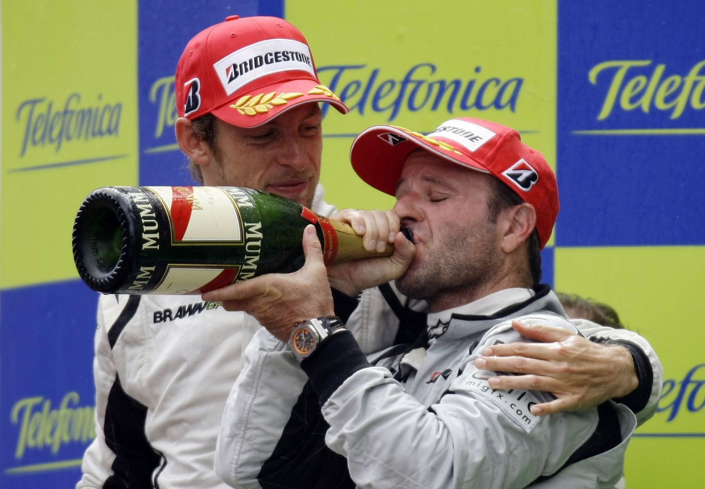 Rubens Barrichello (paremal) ja Jenson Button.