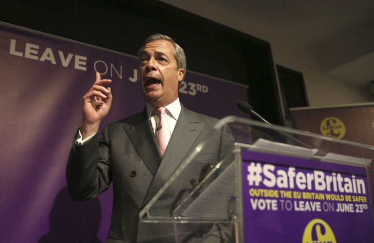 Nigel Farage (UKIP) Brexiti pooldajate kogunemisel. Foto: Scanpix