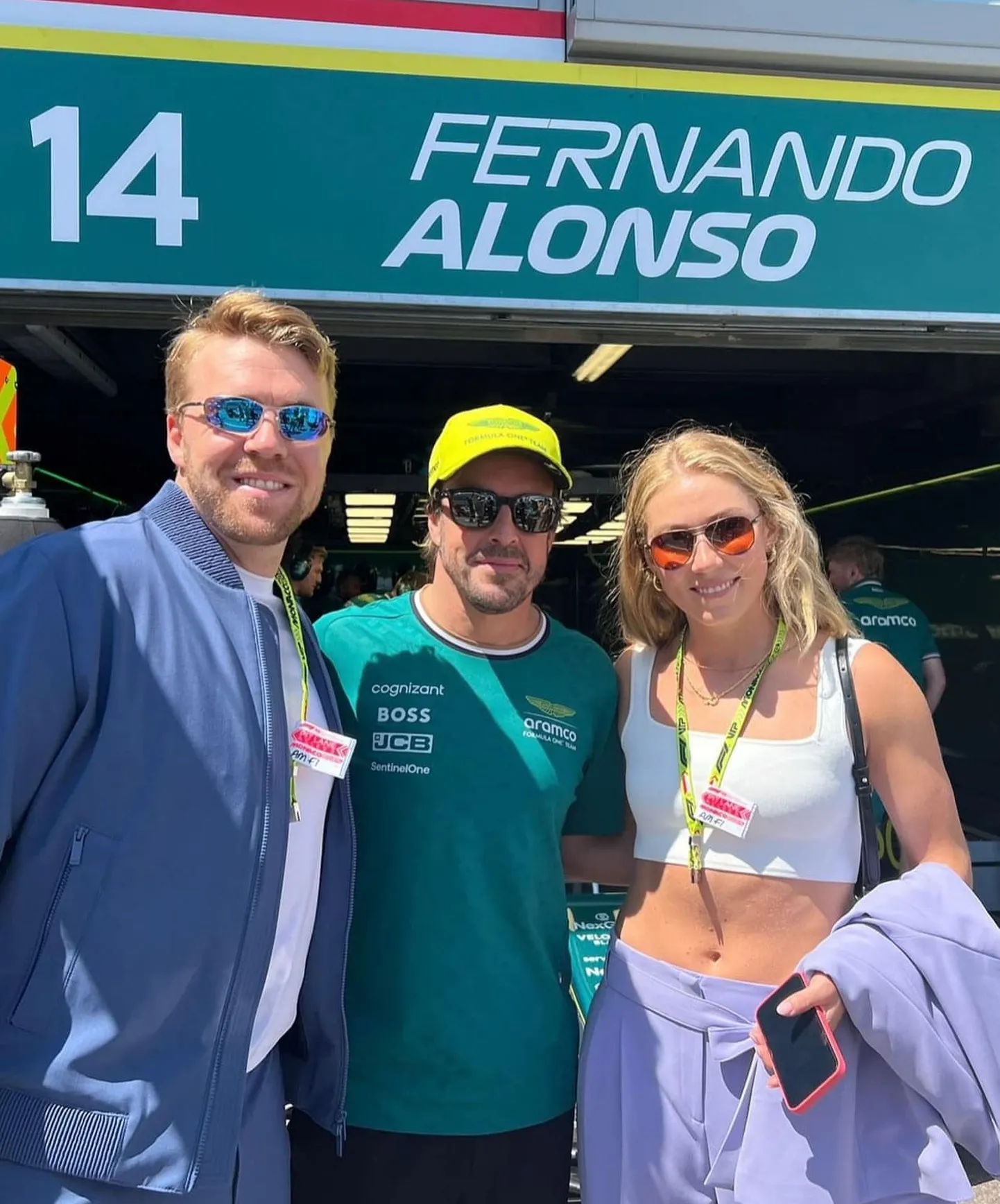 Aleksander Aamodt Kilde (vasakult), Fernando Alonso ja Mikaela Shiffrin.