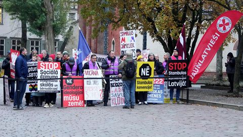 Piketā Stambulas konvencijas denonsēšanas atbalstam piedalās aptuveni 20 cilvēki