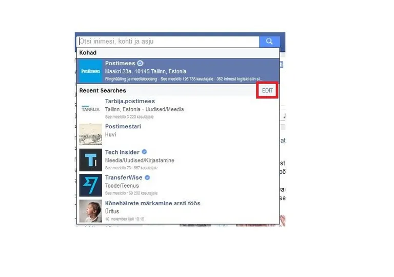 Kuvatõmmis Facebookist