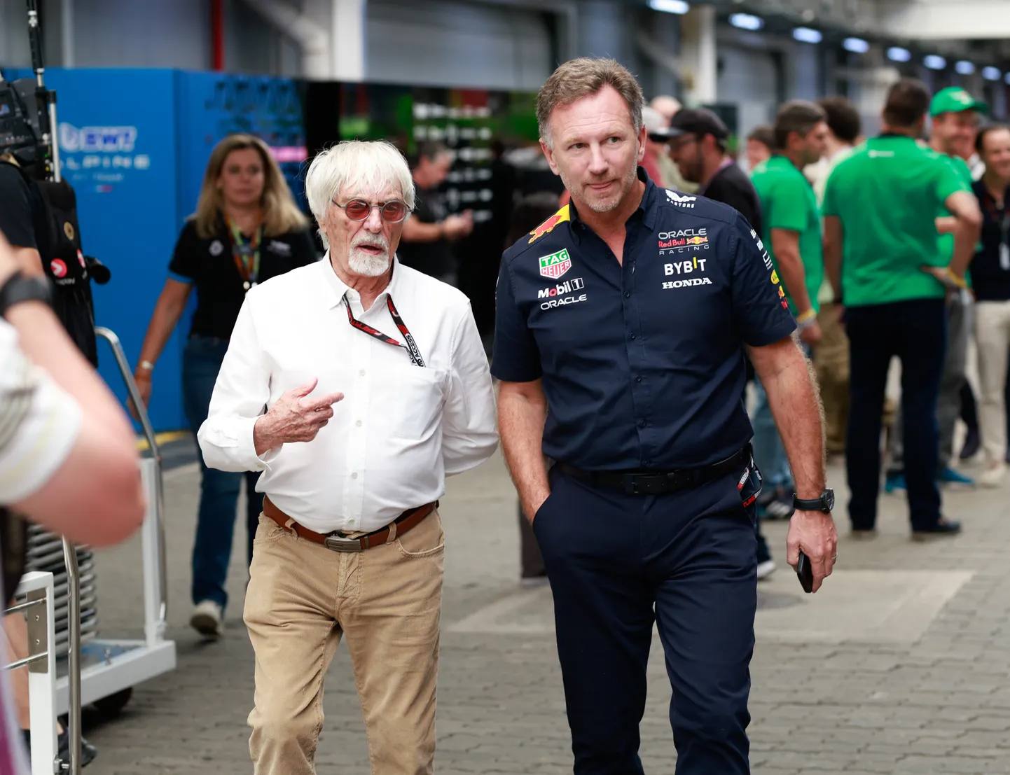 Bernie Ecclestone (vasakul) ja Red Bulli tiimipealik Christian Horner novembris Sao Paulo Grand Prixil.