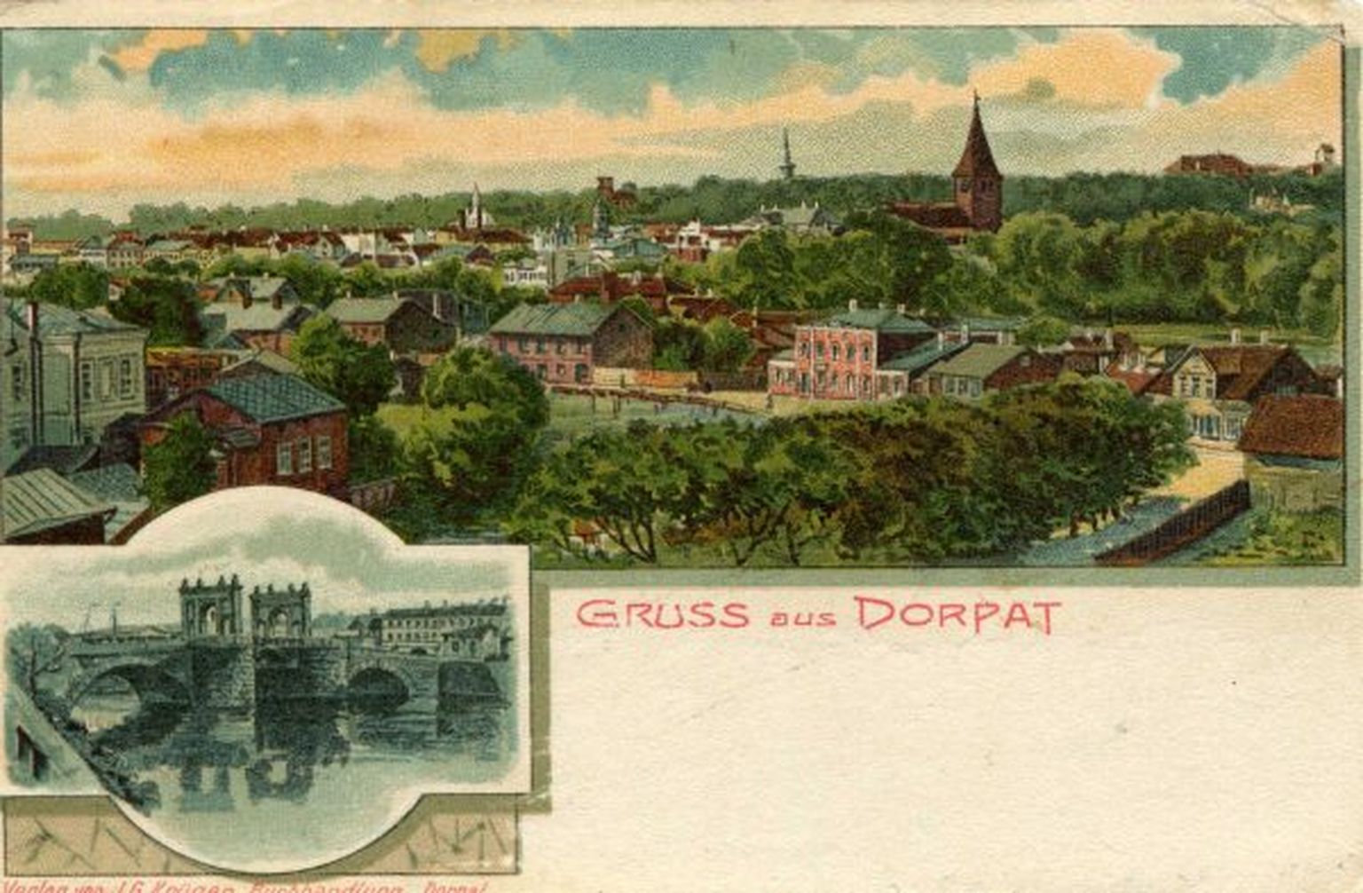 Gruss aus Dorpat: Meltsiveski vaade, Kivisild. Tartu, 1905-1915. , TM F 845:12.