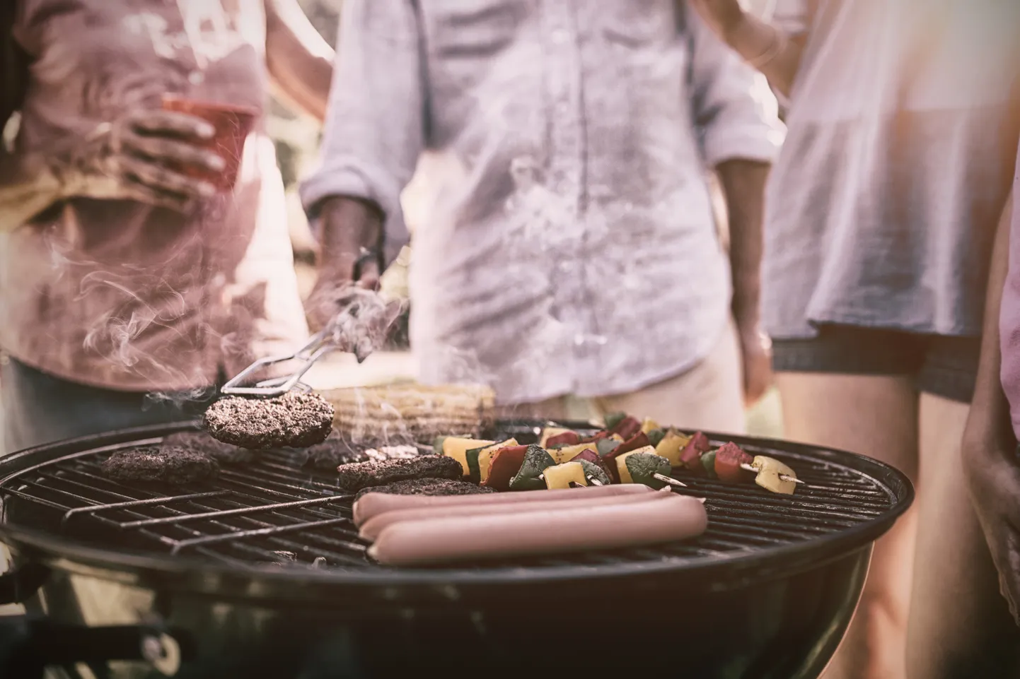 Family having a barbecue