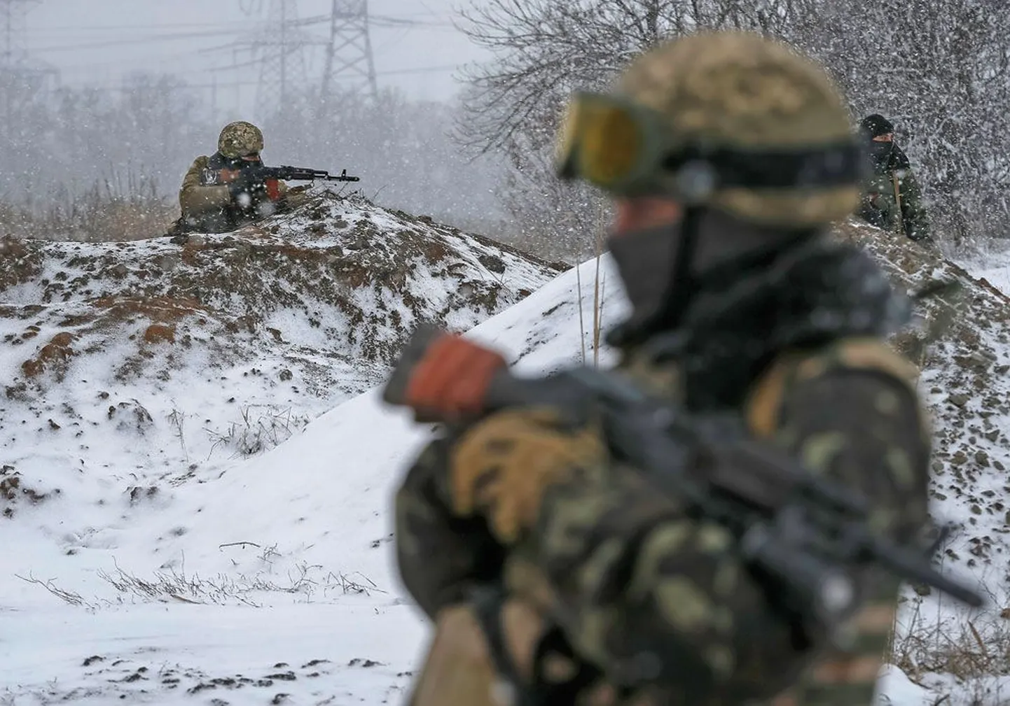 Позиции украинских военных под Дебальцево.