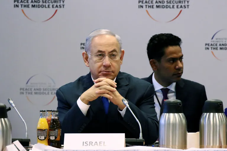 Izraēlas premjerministrs Benjamins Netanjahu Polijas un ASV rīkotajā konferencē par Tuvo Austrumu jautājumiem
