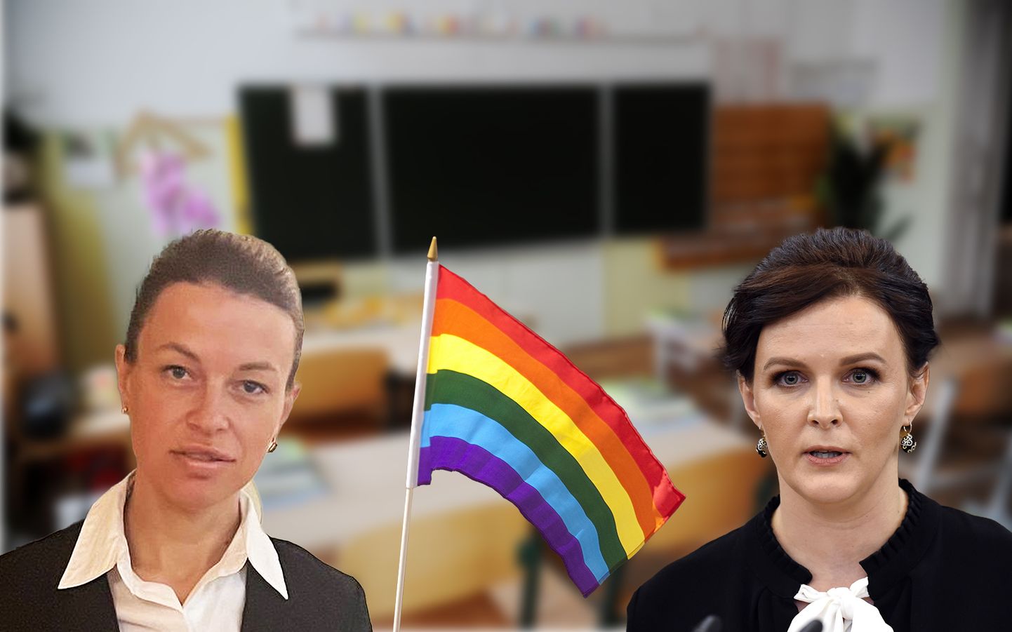 Избранная в 14-й Сейм Глория Гревцова и депутат 13-го Сейма Юлия Степаненко на защите детей от "ЛГБТ-пропаганды".