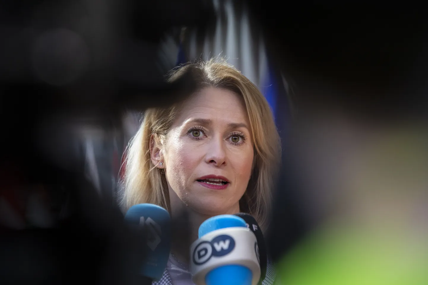 ELi välispoliitika kõrge esindaja Kaja Kallas eile Brüsselis ajakirjanike ees.