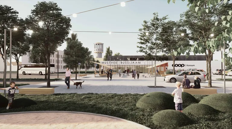 Bussijaama väljak ideekavandist «Mustvee peenrad».