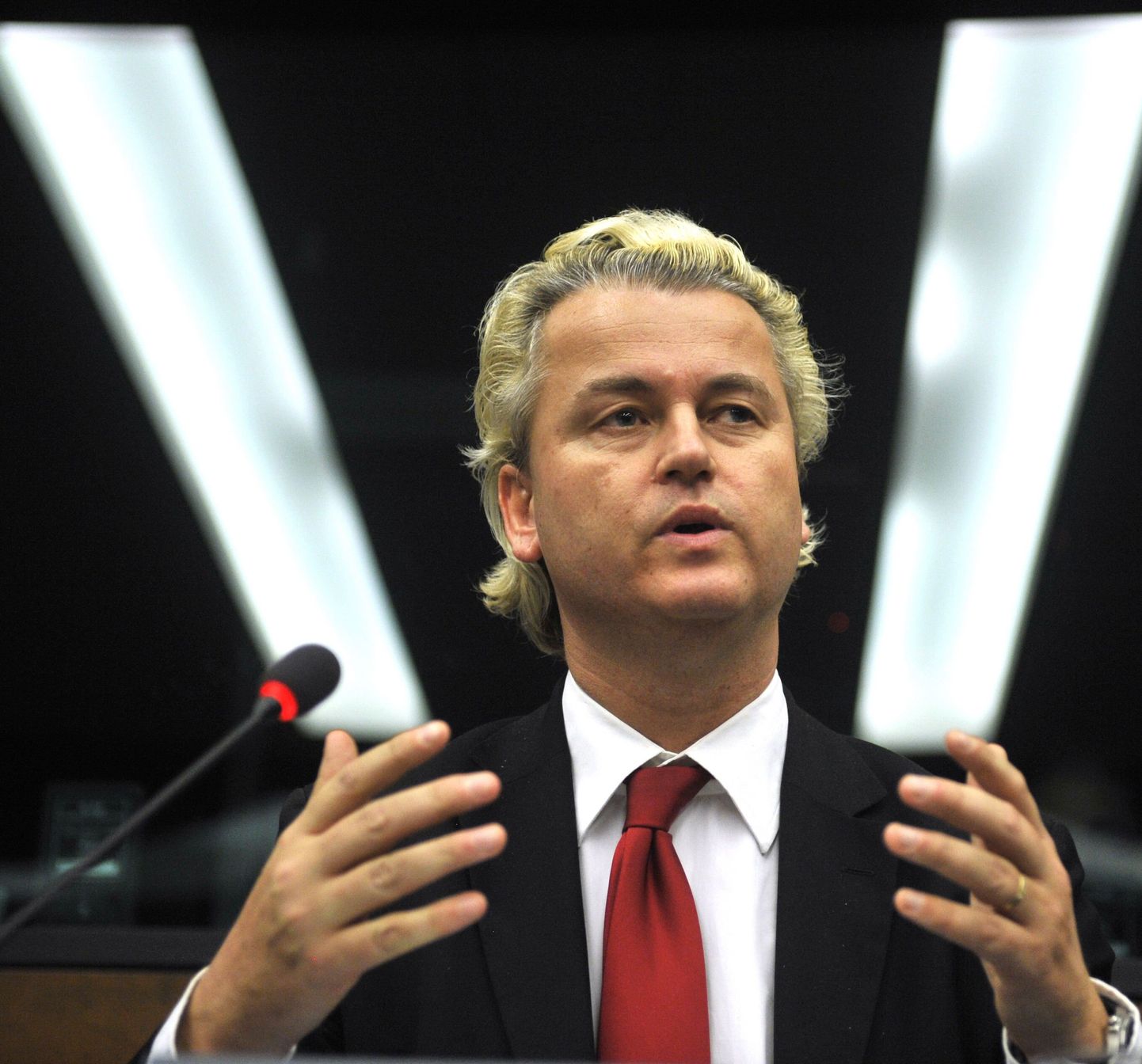 Hollandi paremäärmuslik poliitik Geert Wilders esinemas Euroopa Parlamendis.
