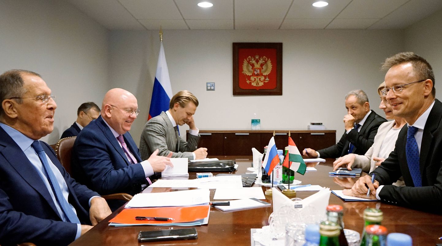 Venemaa välisministri Sergei Lavrovi ja Ungari välisministri Péter Szijjártó kohtumine 22. septembril 2023. aastal.