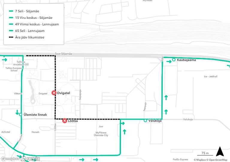 Временная схема движения автобусов в Ласнамяэ.