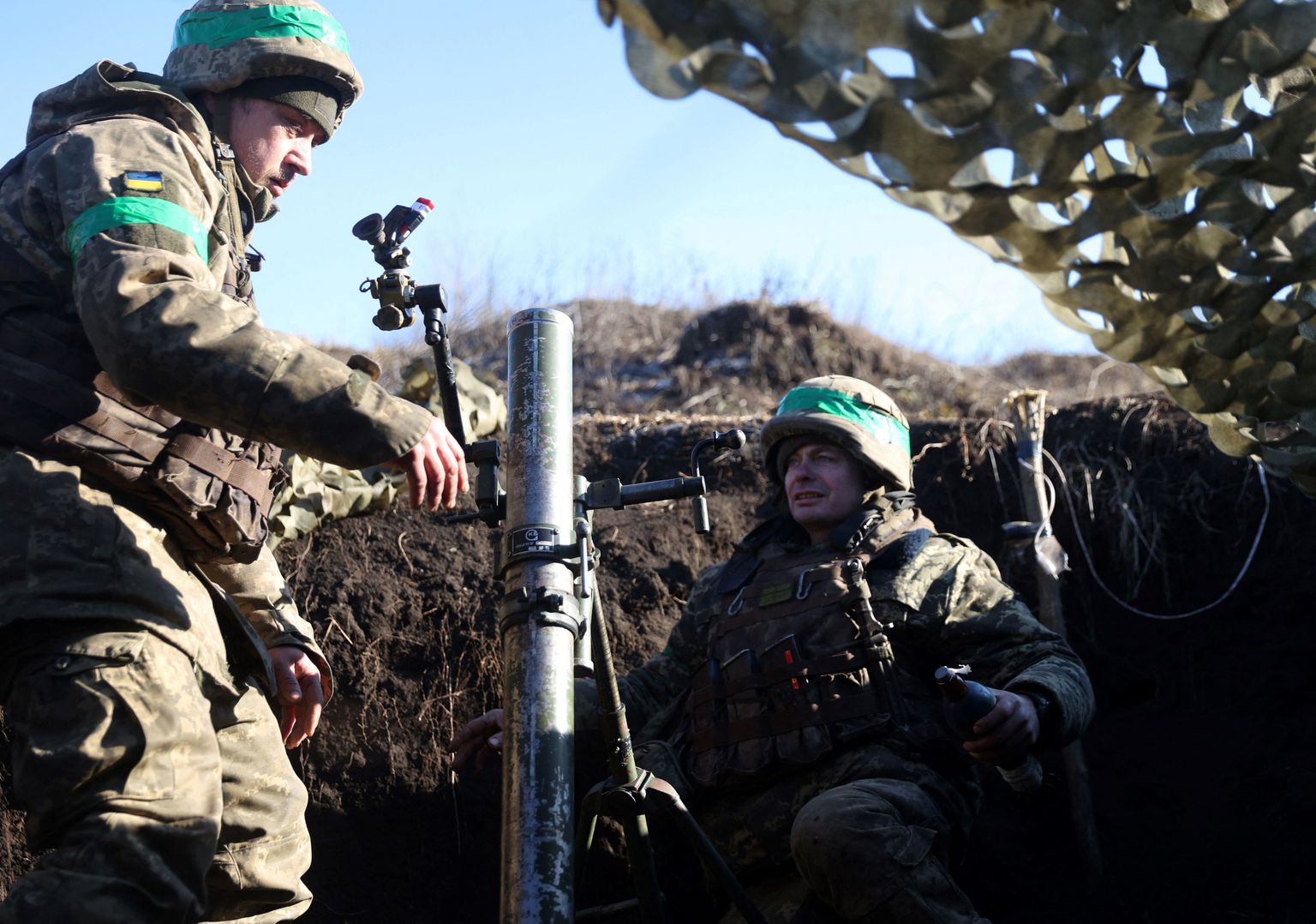 Ukraina sõjaväelased Bahmuti rindelõigul, Donetski oblastis, 27. jaanuaril 2023. a.