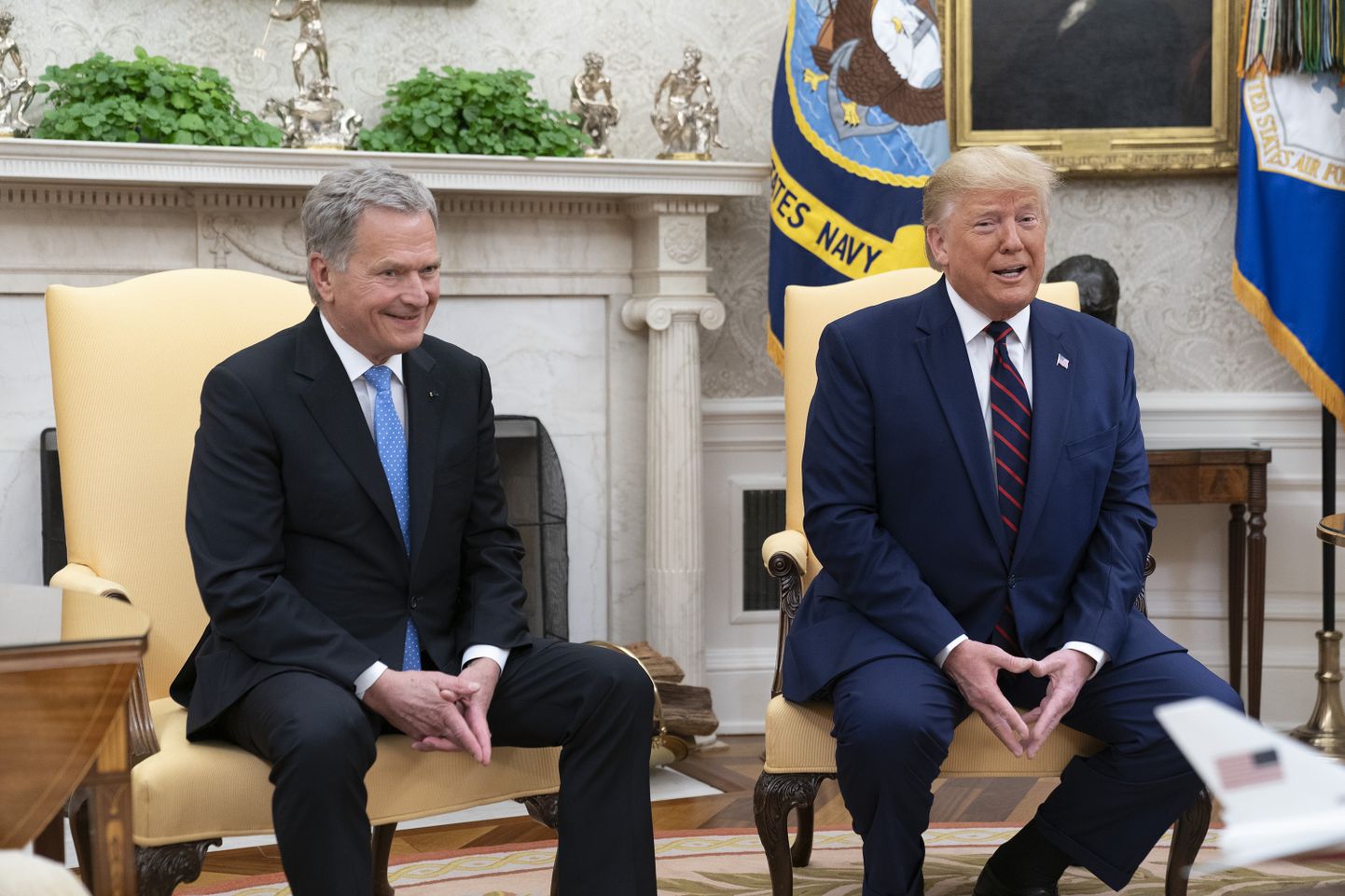 Soome president Sauli Niinistö (vasakul) ja USA president Donald Trump eile Valges majas.