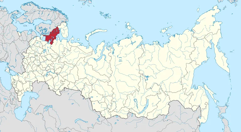 Karjala Vabariik Venemaa kaardil (punasega)