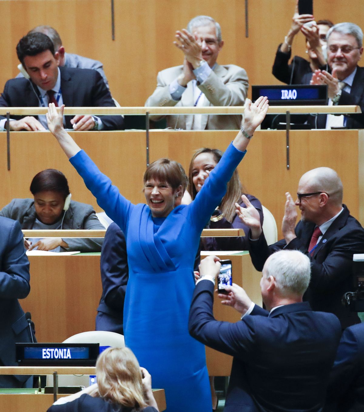 Igaunijas prezidente Kersti Kaljulaida pēc vēlēšanu rezultātu paziņošanas