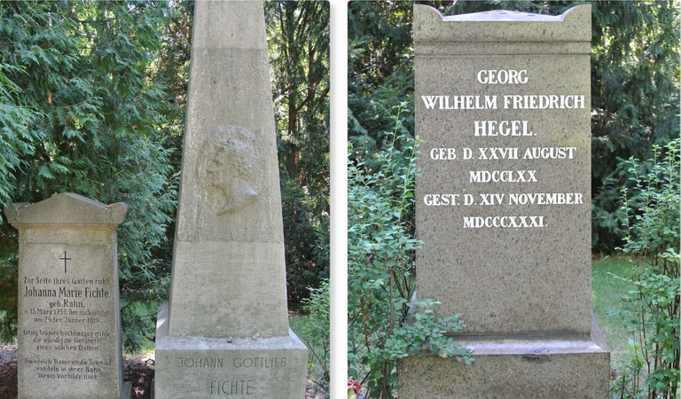 Могилы Фихте и Гегеля на кладбище Доротеенштадт, Берлин.