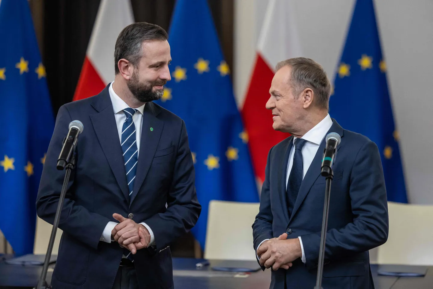 Poola järgmine peaminister Donald Tusk koos arvatava tulevase kaitseministri Wladyslaw Kosiniak-Kamysziga.