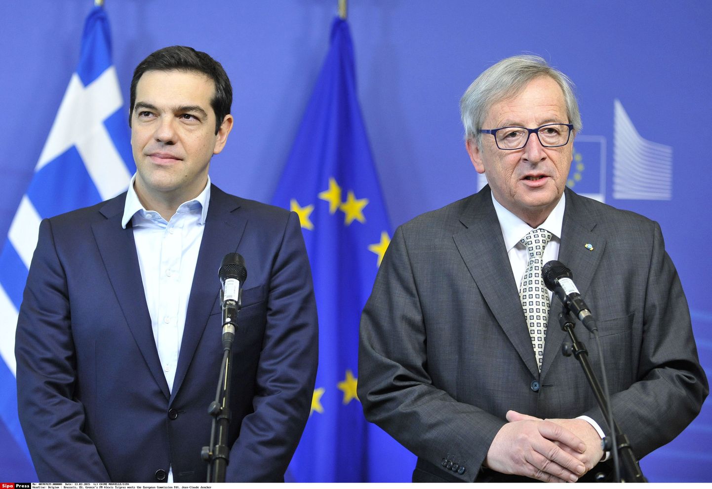 Kreeka peaminister Alexis Tsipras ja Euroopa Komisjoni president Jean Claude Juncker.