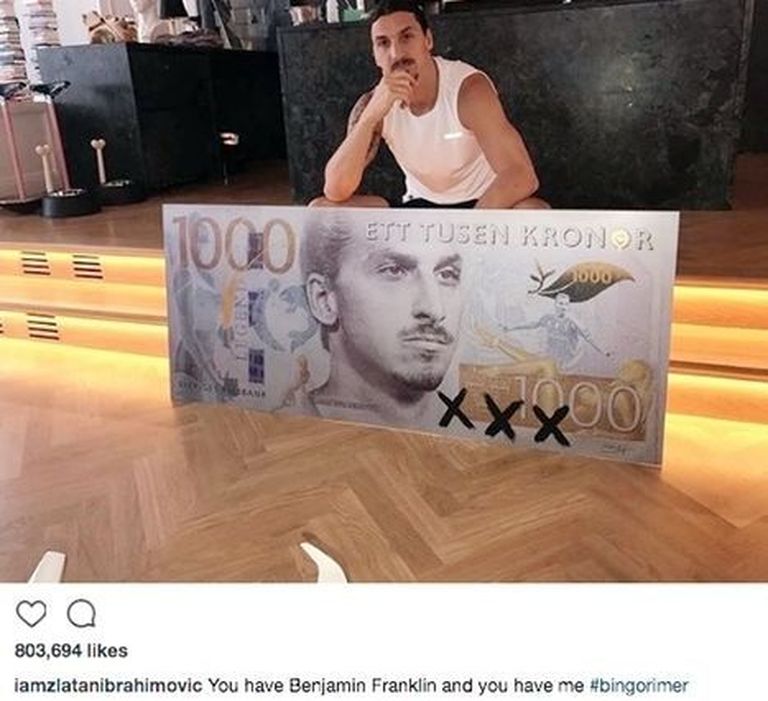 Zlatan Ibrahimović jõudis Rootsi 1000-kroonisele