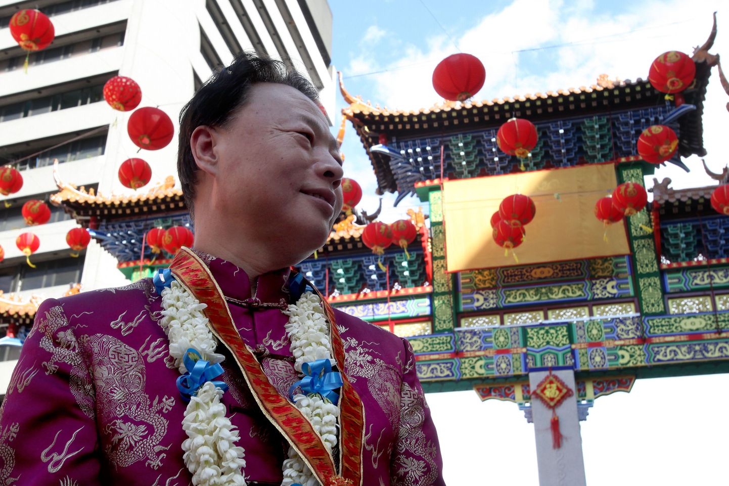 Hiina suursaadik Filipiinidel Zhao Jianhua Manila hiina linnaosa avamisel.