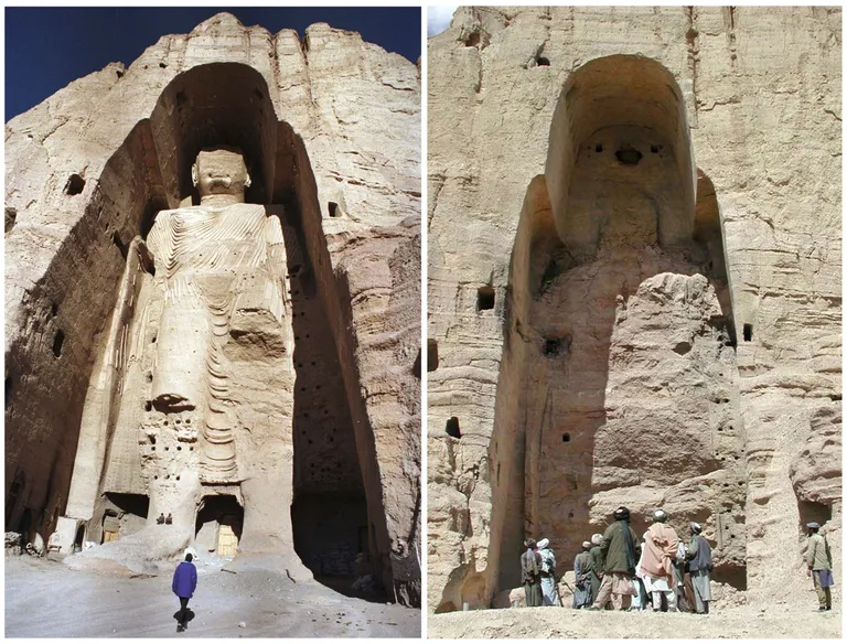 Bamiani Buda 1997. aastal ning pärast plahvatust / Scanpix
