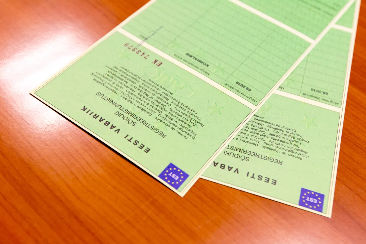 Sõiduauto registreerimistunnistus.