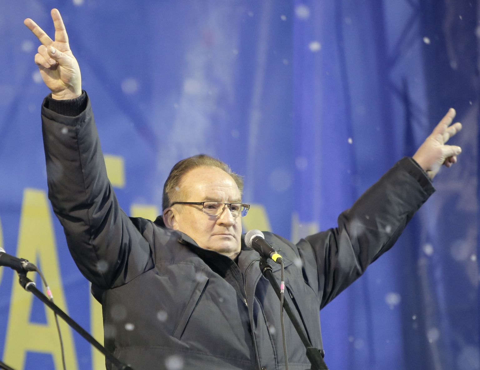 Jacek Saryusz-Wolski on tuntud kui Ukraina toetaja. Pildil on ta 2013. aasta detsembris Kiievi Maidanil.