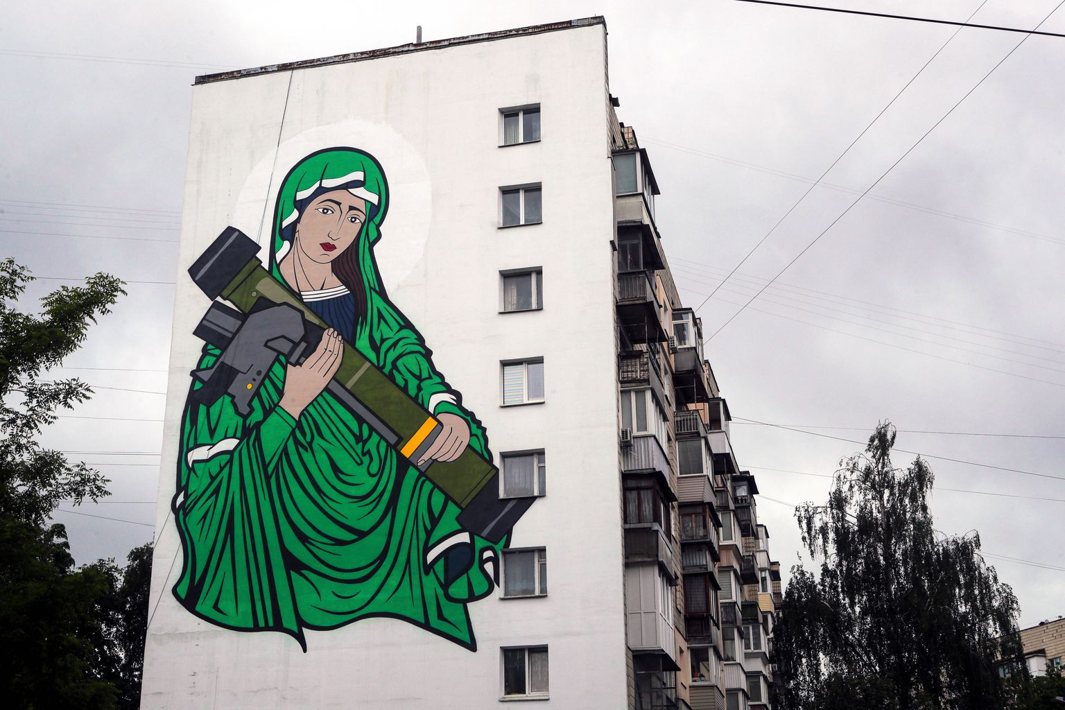 Püha Javelin - seinamaaling Kiievis.