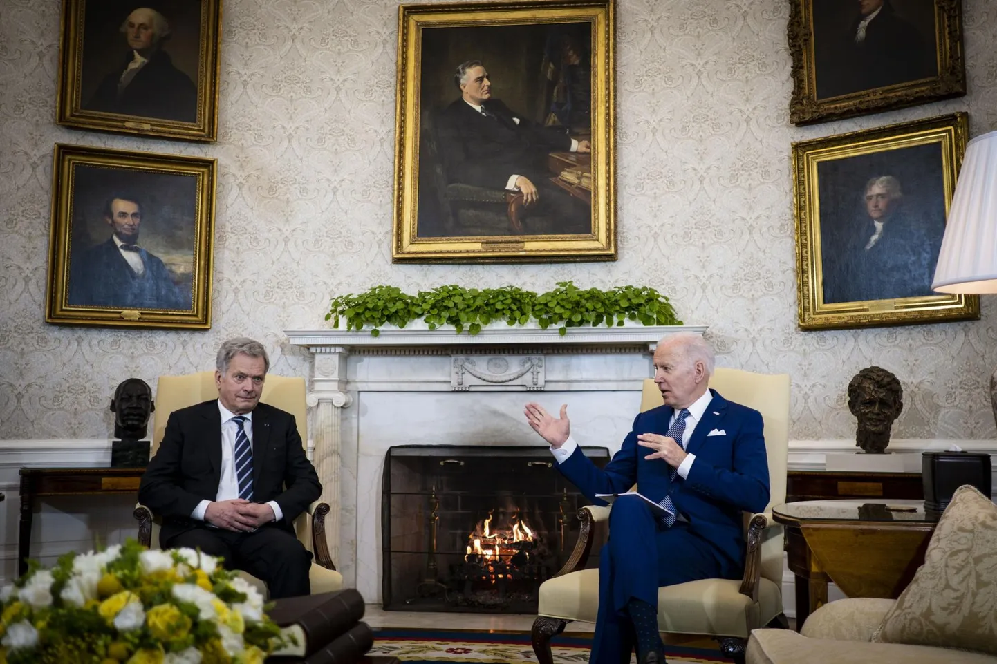 Soome presidendi Sauli Niinistö ja Ameerika Ühendriikide riigipea Joe Biden kohtumine Valges Majas 4. märtsil.