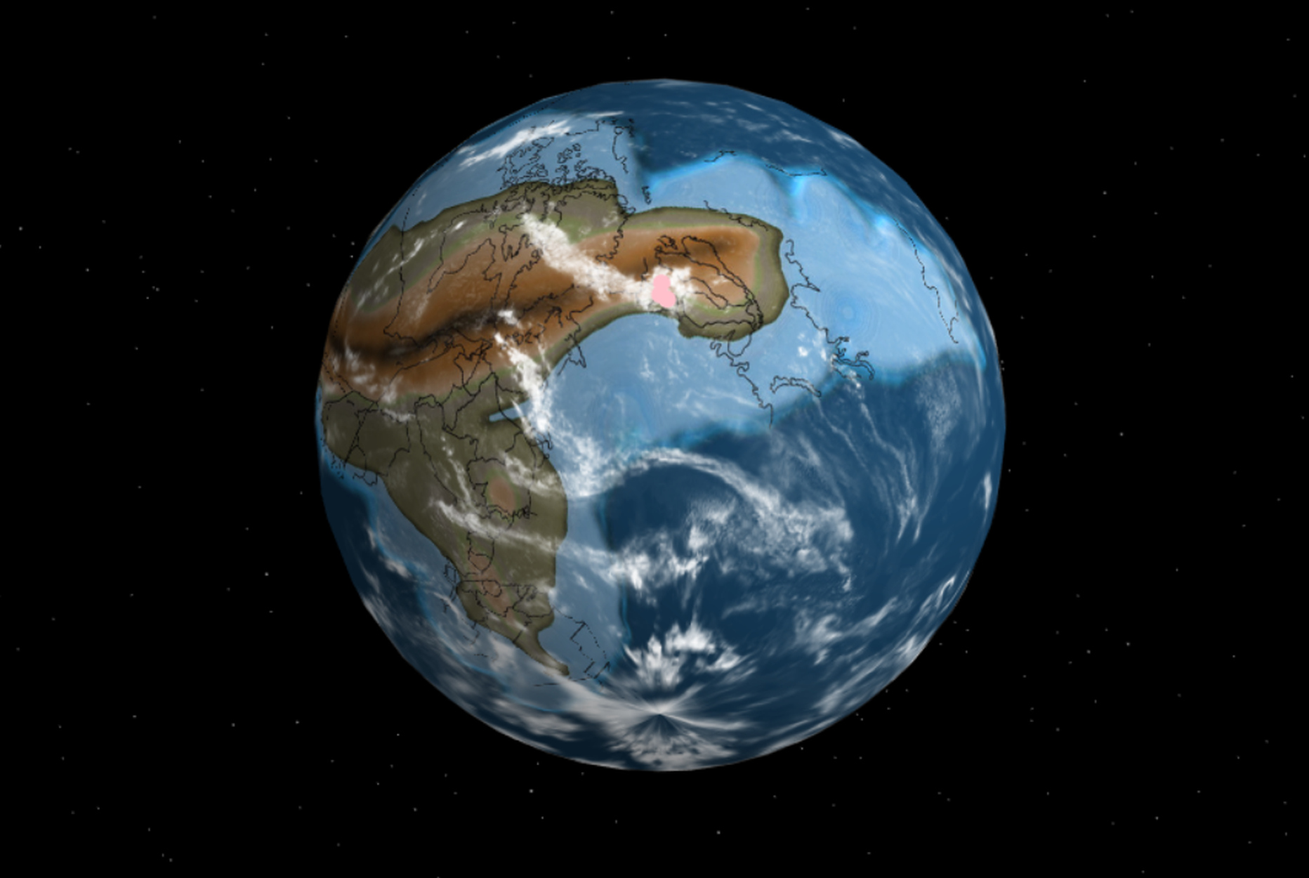 Digitāla pasaules karte pirms 750 miljoniem gadiem
