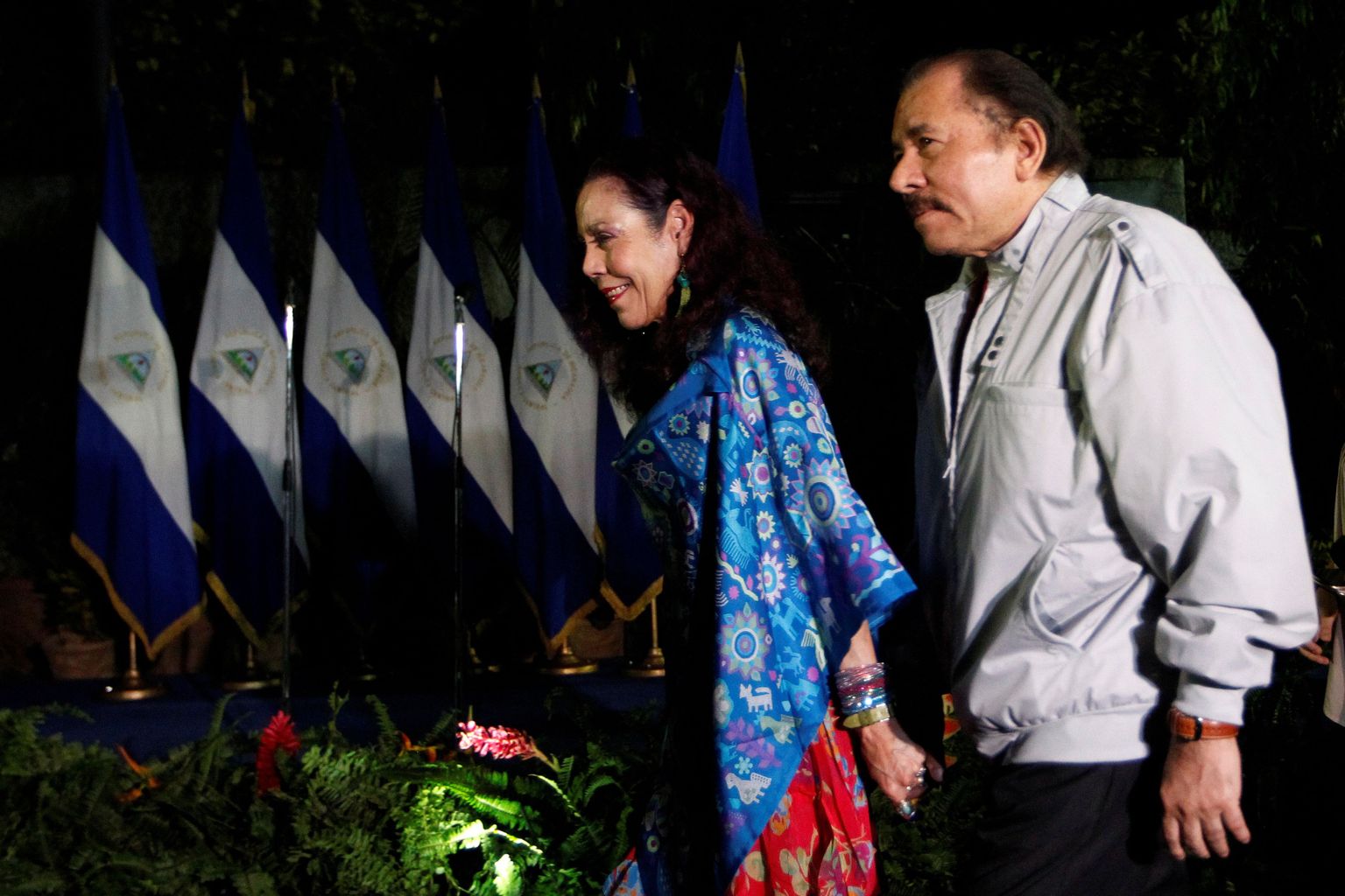 Nicaragua president Daniel Orgega koos asepresidendist abikaasa Rosario Murilloga